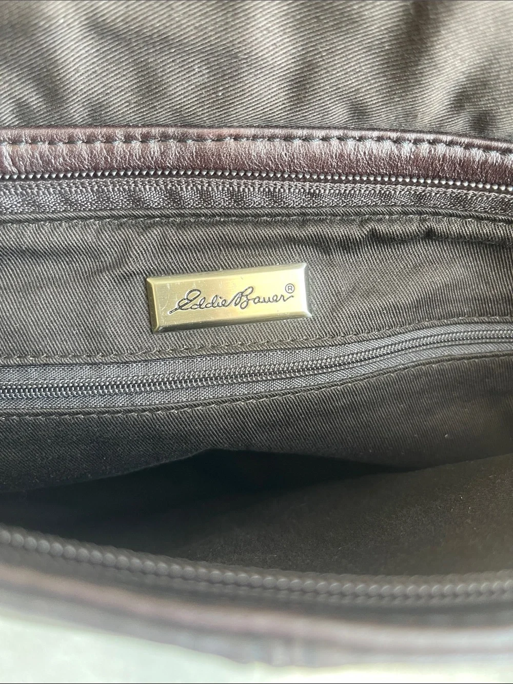 Eddie Bauer Dark Brown Leather Messenger Bag